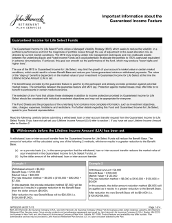 Important Information about the Guaranteed Income