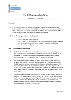 First BSB Professionalism Forum