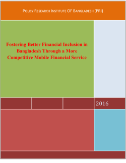 Fostering Better Financial Inclusion in Bangladesh Through a More