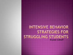 Intensive Behavior Strategies for Struggling Students
