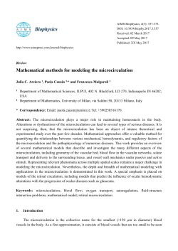 Mathematical methods for modeling the microcirculation