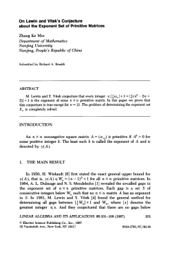 On Lewin and Vitek`s Conjecture about the Exponent Set of Primitive