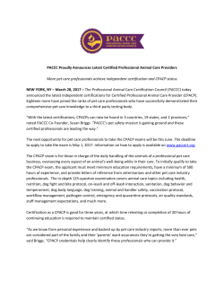 for immediate release - Professional Animal Care Certification Council