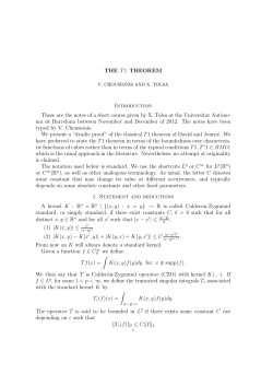 THE T1 THEOREM Introduction These are the notes of a short