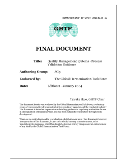 Process Validation Guidance - International Medical Device