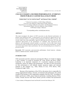 ceo succession and firm performance: evidence from publicly