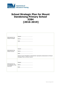 Strategic Plan ratified 7-12-15 - Mount Dandenong Primary School