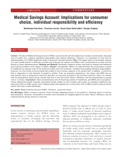 Medical Savings Account: Implications for consumer choice