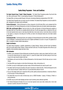 Samba Dining Offer