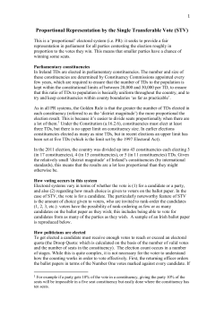 Proportional Representation by the Single Transferable Vote (STV)