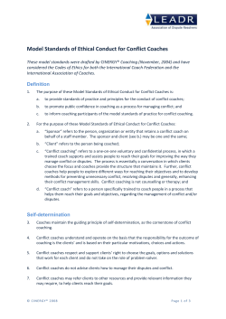 Model Standards of Ethical Conduct for Conflict Coaches