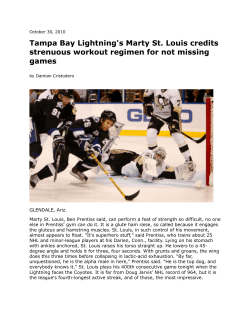 Tampa Bay Lightning`s Marty St. Louis credits strenuous workout