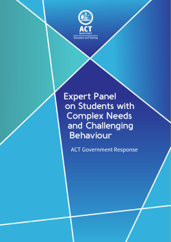 Expert Panel on Students with Complex Needs and Challenging