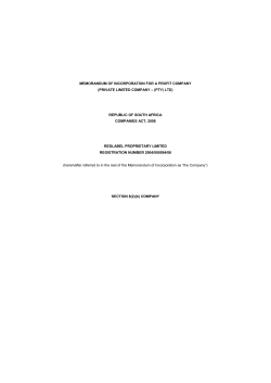article 1 &ndash; incorporation and nature of the company