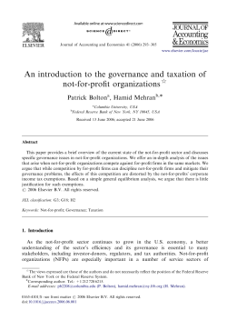 An introduction to the governance and taxation of not-for