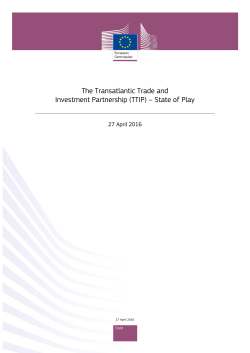 The Transatlantic Trade and Investment Partnership (TTIP) &ndash; State of