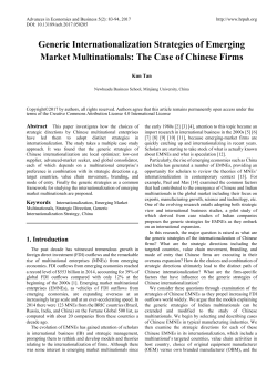 Generic Internationalization Strategies of Emerging Market
