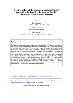 Briefing note on international migration of health professionals