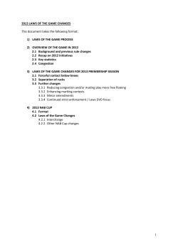 Laws of the Game - 2013 Rule Changes