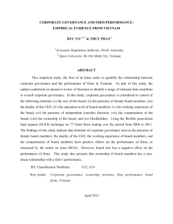 CORPORATE GOVERNANCE AND FIRM PERFORMANCE