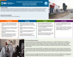 Engro Foods Limited (EFL) Challenge Strategy Results IFC`s Role
