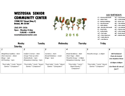 August 2016 Westosha Senior Center Calendar