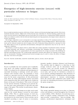 Energetics of high-intensity exercise (soccer) with particular