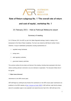 Rate of Return subgroup No. 1