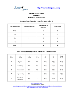 Blue Print of the Question Paper for Summative II
