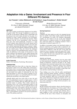 Adaptation into a Game: Involvement and Presence in Four Different