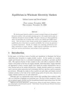 Equilibrium in Wholesale Electricity Markets