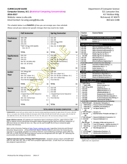 CURRICULUM GUIDE Department of Computer Science Computer