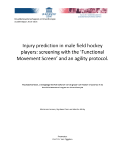 Injury prediction in male field hockey players: screening with the