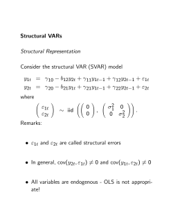 Structural VARs Structural Representation Consider the structural