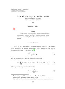 FACTORS FOR l &macr; N,pn, &theta;nlk SUMMABILITY OF FOURIER