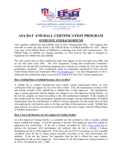 ASA BAT AND BALL CERTIFICATION PROGRAM