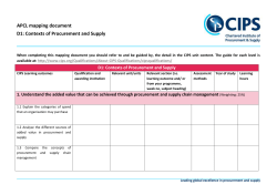 D1: Contexts of Procurement and Supply
