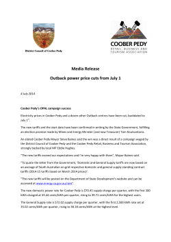 Media Release Outback power price cuts from July 1