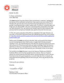 Initial Allocation Memo - University of Hawaii at Hilo