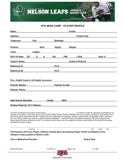 2011 PROSPECTS CAMP - PLAYER PROFILE