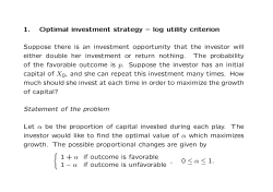 1. Optimal investment strategy &ndash; log utility criterion Suppose there is