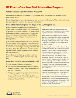 Low Cost Alternative Drugs - Patient Information Sheet