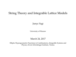 String Theory and Integrable Lattice Models