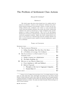 The Problem of Settlement Class Actions