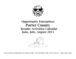 Opportunity Enterprises Porter County Respite Activities Calendar