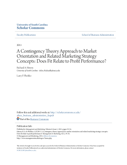 A Contingency Theory Approach to Market Orientation and Related