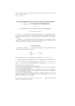 CHARACTERIZATION OF THE UNIQUE EXPANSIONS 1 = &sum;&infin; q