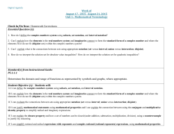 Digital Agenda Week of August 17, 2015 August 21, 2015 Unit 1