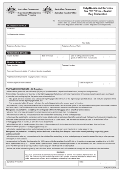Sealed Bag Declaration - Department of Immigration and Border