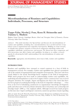 Microfoundations of Routines and Capabilities: Individuals